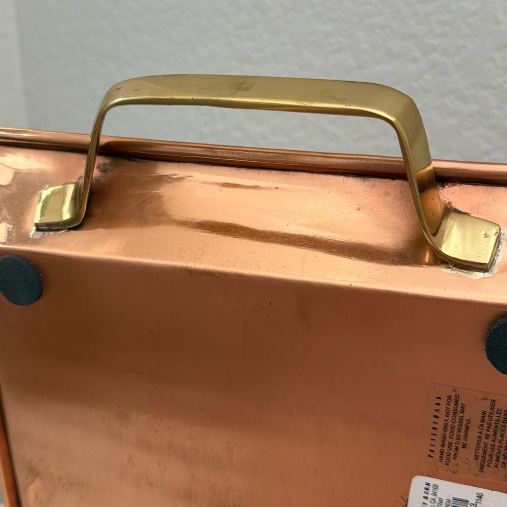 Pottery Barn Copper Tray With Brass Handles - Picture 3 of 11